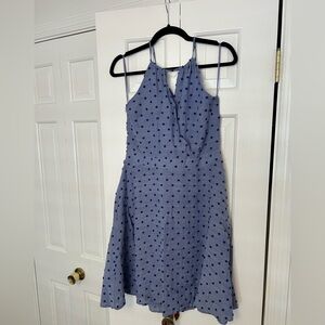 Sunday in Brooklyn Light Blue Dress with Navy Polka Dots